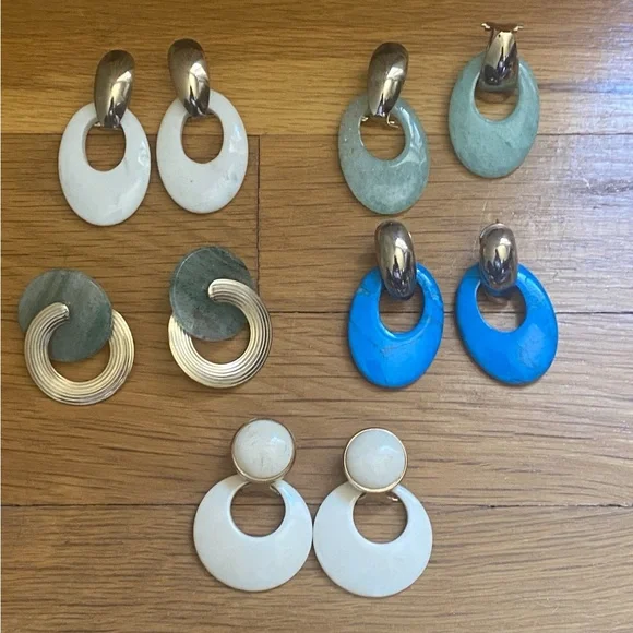 Lot of 5 Pairs of Earrings. Vintage 1970's. - Picture 9 of 15